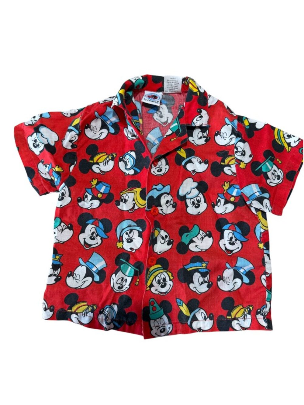 VINTAGE Disney Mickey & Co Red Mickey Mouse Button Up Shirt 18M